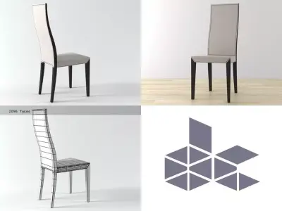 Lady four different chairs with geometric design Free 3D model