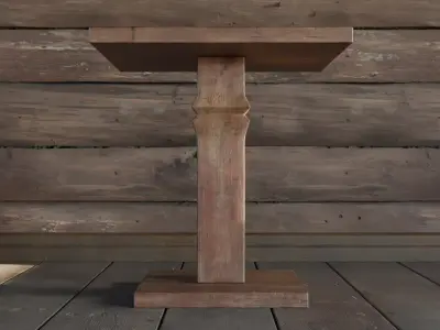 Rustic Square Side Table - Country Wooden Furniture 3D model