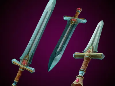 Sword Stylized Game Ready Low-poly 3D model