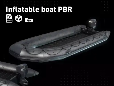 Inflatable boat Game ready PBR Low-poly 3D model