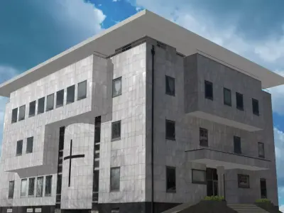 Modern religious building Low-poly 3D model