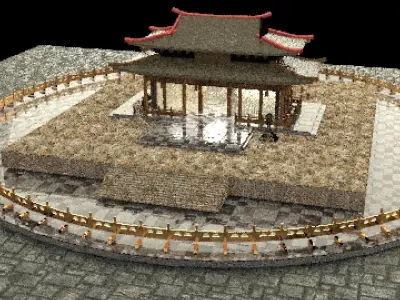 Chinese ancient house  Low-poly 3D model