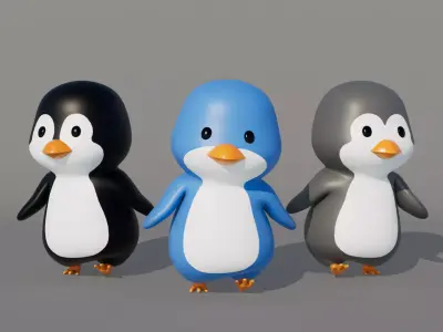 Rigged Cartoon Penguin Low-poly 3D model