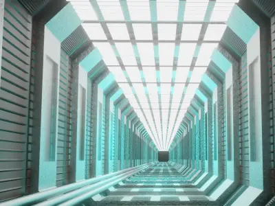 Sci-fi Hallway Design in Eevee 3D model