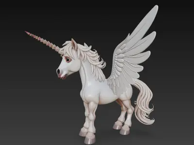 Unicorn Realistic 3D Model Basic - Low Poly Realistic Low-poly 3D model
