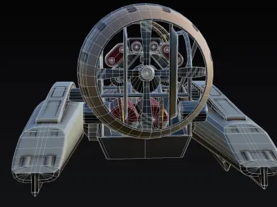 V8 Airboat Low-poly 3D model