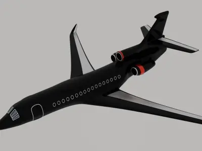 Business black private plane 3D model