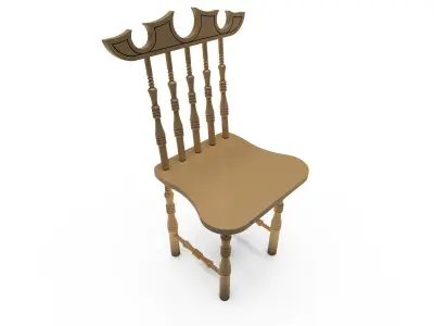 Wooden Chair 3D model 7