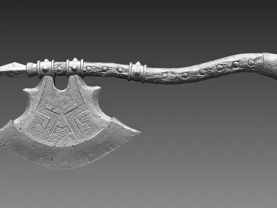 Zbrush Barbarian Axe 3D model