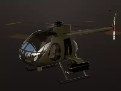 The MD 530G armed  helicopter Low-poly 3D model Low-poly 3D model