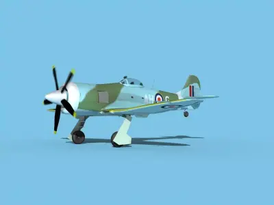 Hawker Tempest MKII V07 RAF 3D model