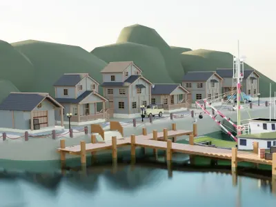 Fishermans Village Low-poly 3D model