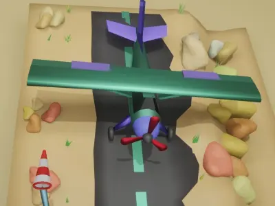 3d plane t in virtual world Free low-poly 3D model