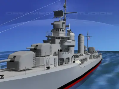 Gleaves Class Destroyer USS Welles 3D model