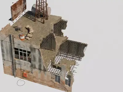 Destroyed Radio Station Low-poly 3D model