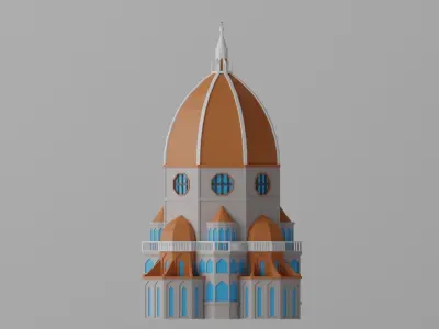 Low Poly Florence Cathedral Santa Maria del Fiore Low-poly 3D model