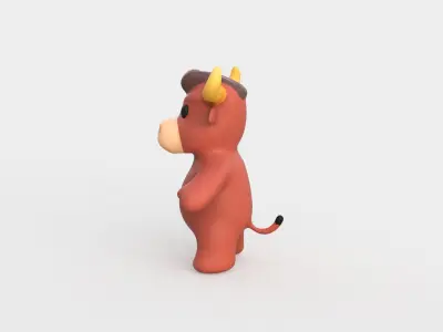 Little animal baby - Bull cute - Character013 Low-poly 3D model