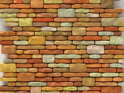 Brick granite color stone many part 3D model