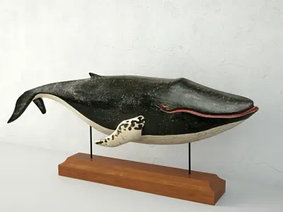 Carved and Painted Wooden Humpback Whale 3D model