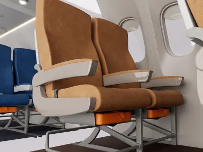 airplane interior chair 3 color 3D model