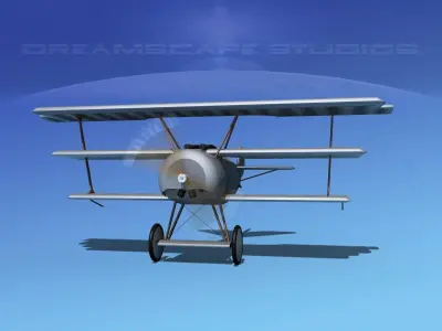 Fokker DR-1 Triplane Bare Metal 3D model