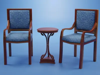 Set Wooden Furniture 4 3D model