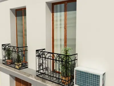 Building with two floors and roof Low-poly 3D model