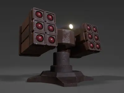 Simple stylized missile turret Low-poly 3D model