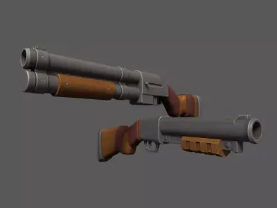 Fantasy Shotguns Low-poly 3D model