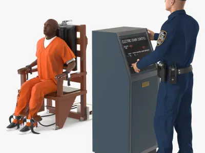 Prisoner on Electric Chair and Officer 3D model purchase