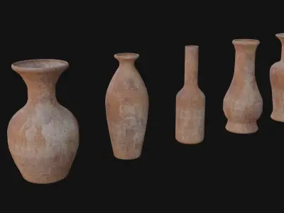 old Vases set 1 Low-poly 3D model