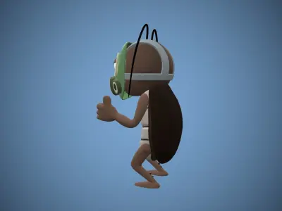 Bug cockroach in a gas mask High Poly 3D Model 3D model