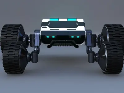 Rigged 4x4 Wheel Robot Drone Model 3D model