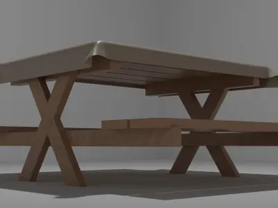 simple wood picnic table 3D model