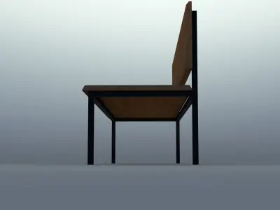 Bench wooden Low-poly 3D model 5
