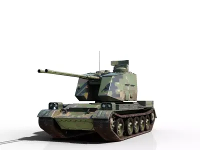 4 coatings of PLA Army PGZ88 self-propelled anti-aircraft gun Low-poly 3D model