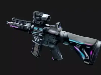 Sci-Fi Tactical Assault Rifle - Cyberpunk Iridescent Skin Low-poly 3D model