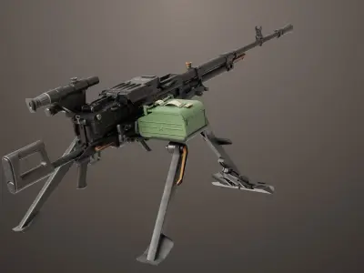 Machine Guns 05 All PBR Unity UE Textures Included Low-poly 3D model