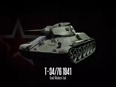 T-34-76 - Soviet Medium Tank - Model 1941 Low-poly 3D model
