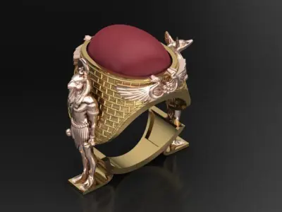 Anubis and Horus Pharaonic ring 3D print model