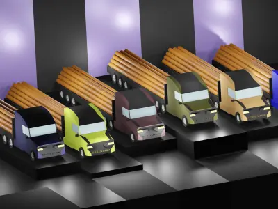 Lowpoly Vehicles - Part 4 - Trucks Low-poly 3D model