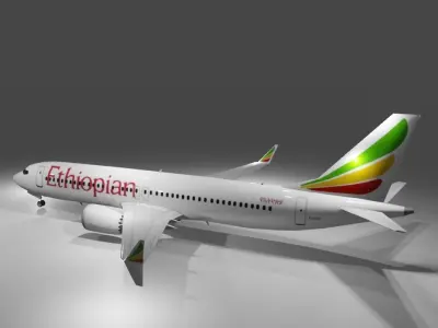 Ethiopian airlines Boeing 737 max 8 3d model Low-poly 3D model
