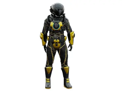 CYBER ASTRONAUT-B Rigged for Unreal Engine - Unity - MIXAMO  3D model