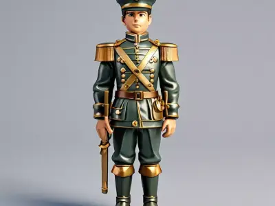 Stylized Military Officer 3D Model Low-poly 3D model