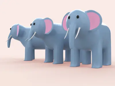Cartoon Elephant Animal Style Cute Low-poly 3D model