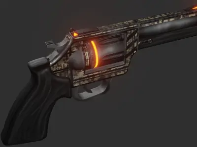 Sci-fi revolver Low-poly 3D model