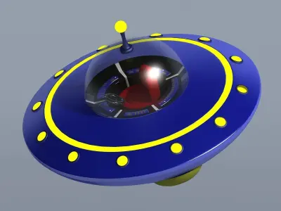 Cartoon saucers ships flying machines round UFO cockpits 3D model