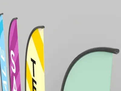 Banner Commercial Flags Low-poly 3D model