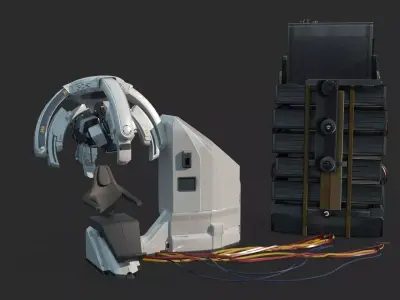 Future sci-fi brain scanner 3D model