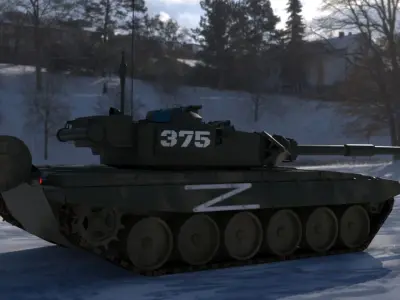 Weathered T90A Main Battle Tank with Iconic Z Marking  Low-poly 3D model